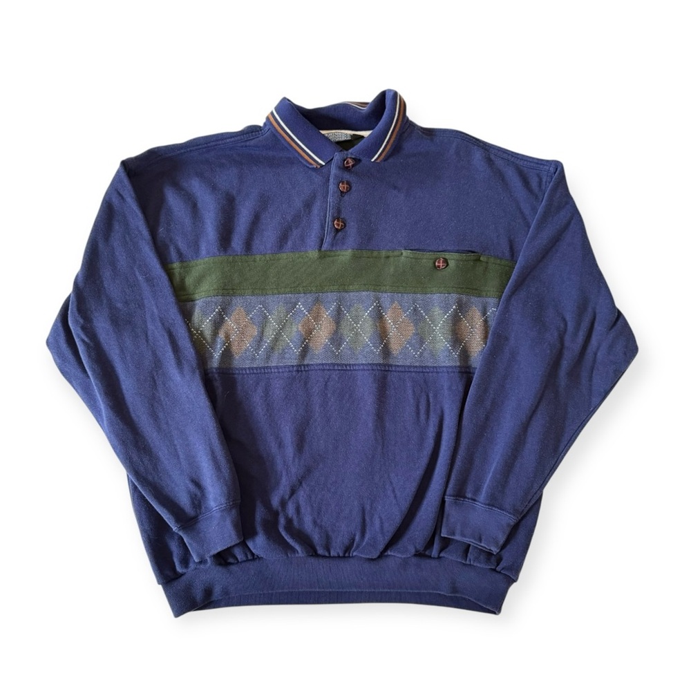 Vintage Argyle Collared Dad Sweatshirt